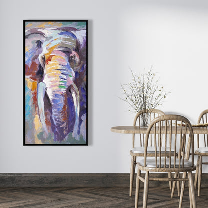 Éléphant aux couleurs pastel | Toile décorative violette pour chambre à coucher