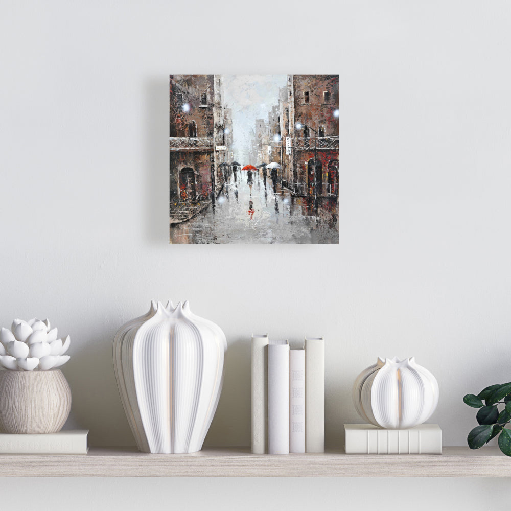 City Rain Canvas - Modern Bedroom Wall Art | Home Decor
