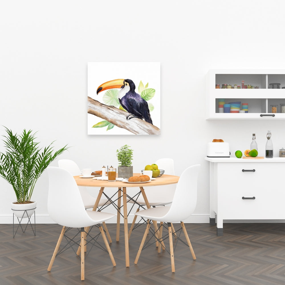 Toile Toucan perché - Décoration murale de chambre à coucher avec arbres et animaux