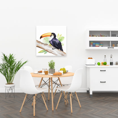 Toile Toucan perché - Décoration murale de chambre à coucher avec arbres et animaux