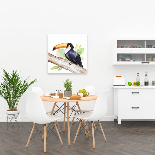 Toile Toucan perché - Décoration murale de chambre à coucher avec arbres et animaux