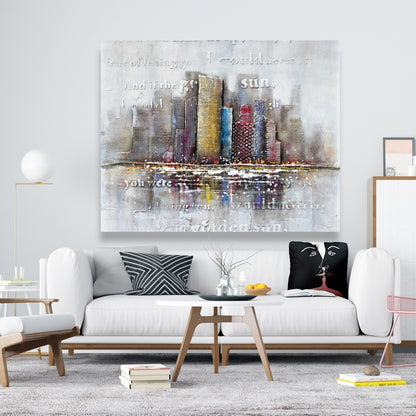 Relief typographique sur toile grise | Décoration d'intérieur