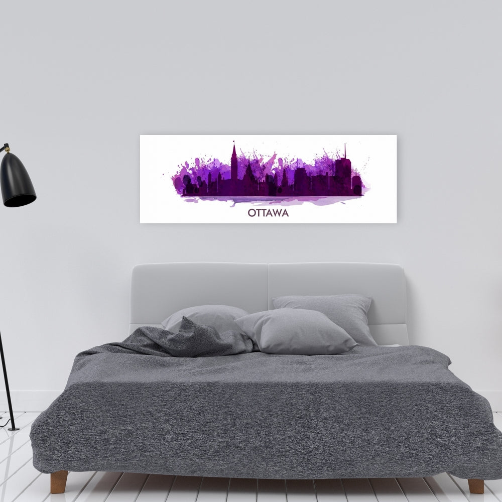 Ottawa Paint Splash Silhouette - Retro Purple Canvas Decor