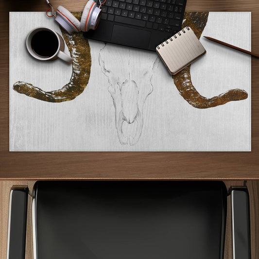 White Rustic Farm Animals Desk Mat - Aeries Skull Decor