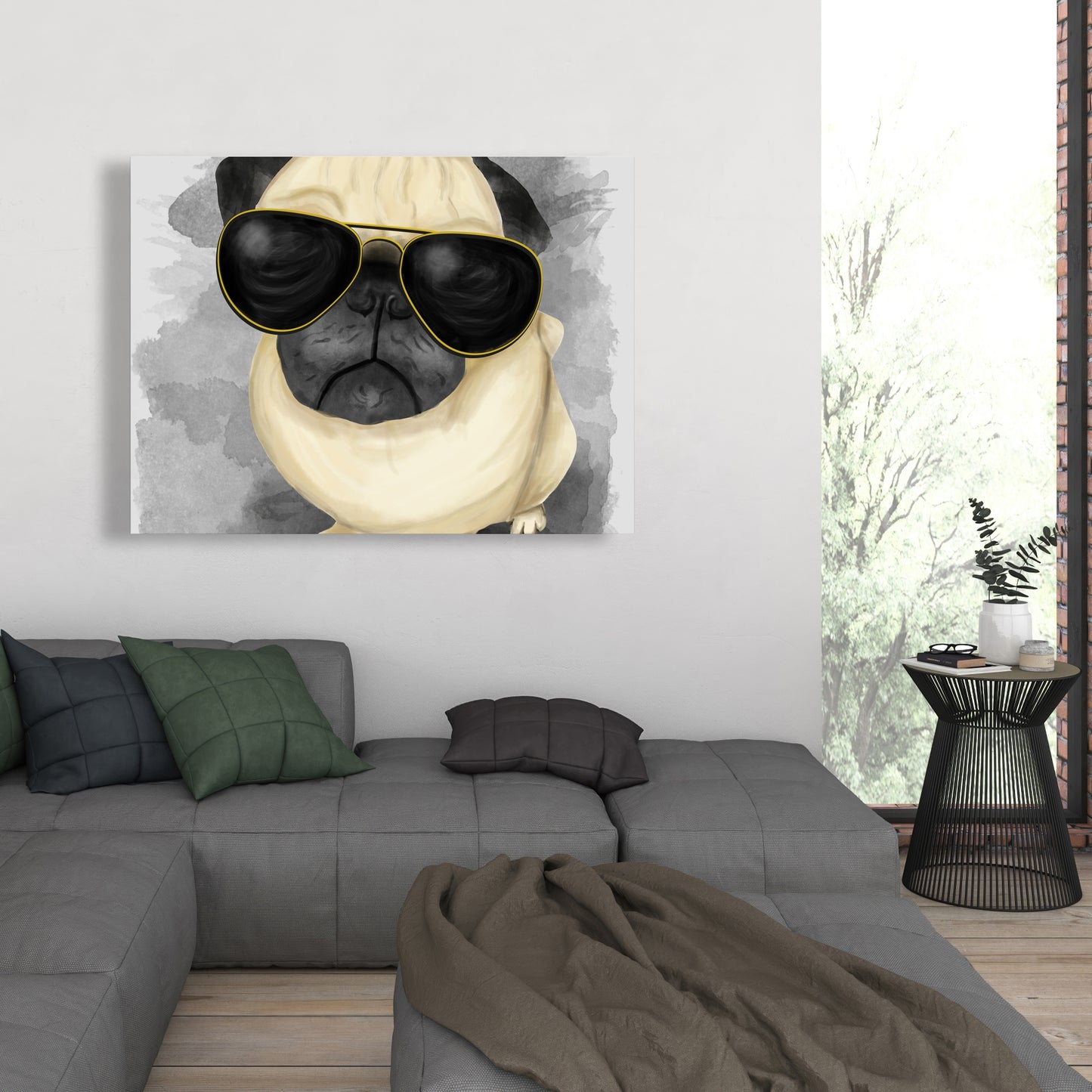 Toile Animaux Gris | Carlin élégant pour la décoration intérieure