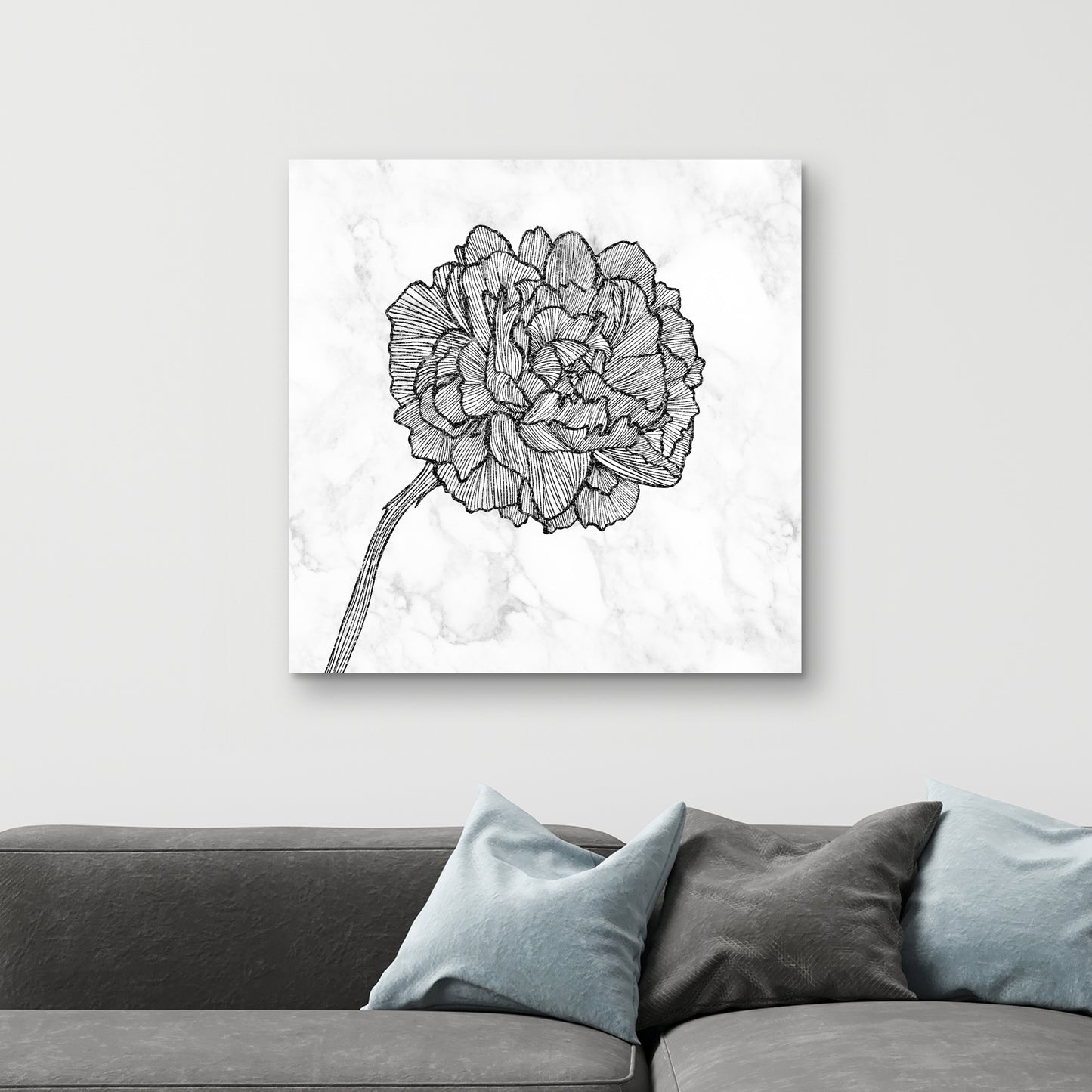 Toile florale blanche pivoine éclatante | Décoration de chambre botanique