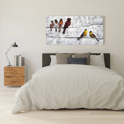 Colorful Birds on Branches Canvas | Bedroom Wall Art Decor