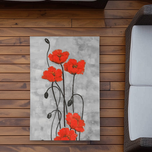Long Stem Flowers Rug | Botanical Modern 2'x3' Outdoor Decor