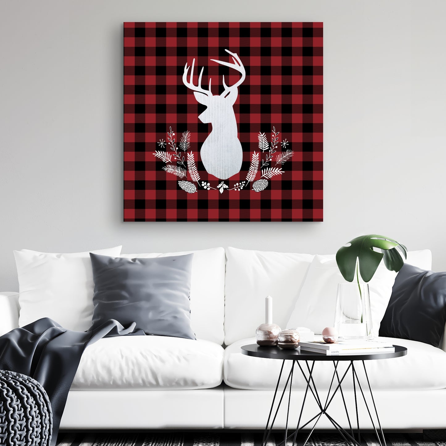 Toile rustique à carreaux de cerf | Décoration murale pour la maison et la cuisine