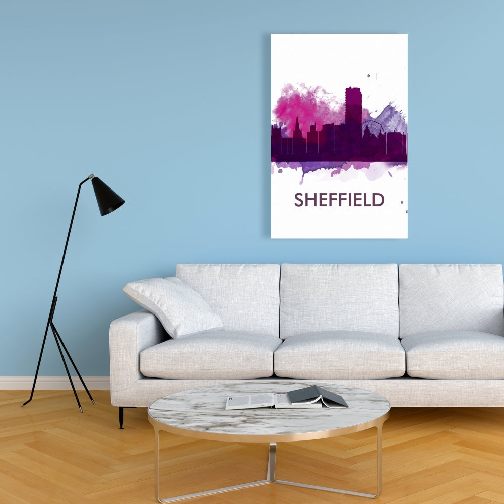 Toile Silhouette de Sheffield City Color Splash | Décoration d'intérieur
