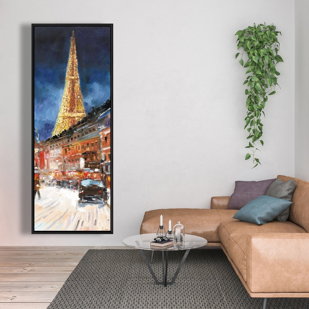 Illuminated Paris Canvas | Blue Frame | Contemporary Home Decor