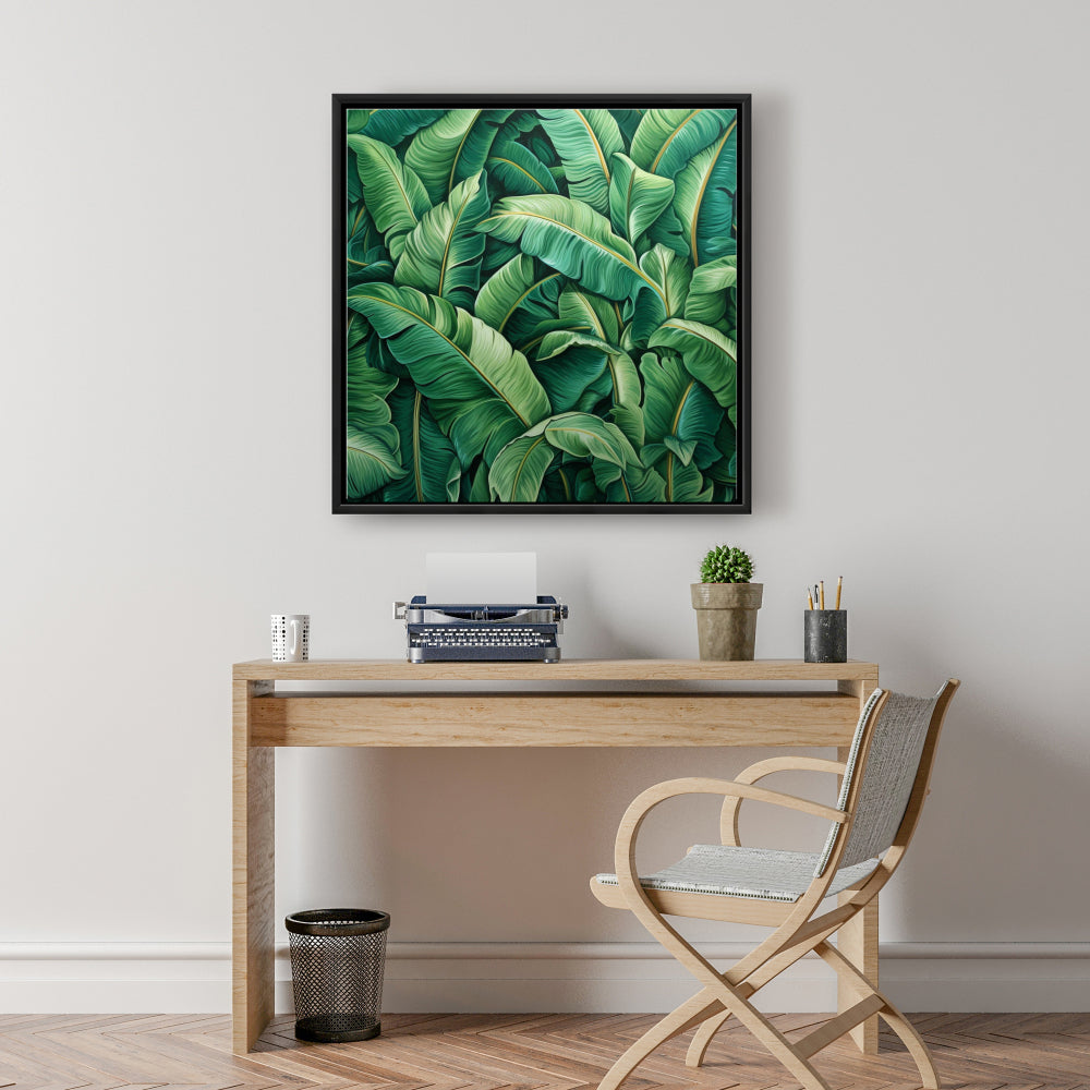 Feuilles vivantes - Décoration de chambre contemporaine sur toile encadrée