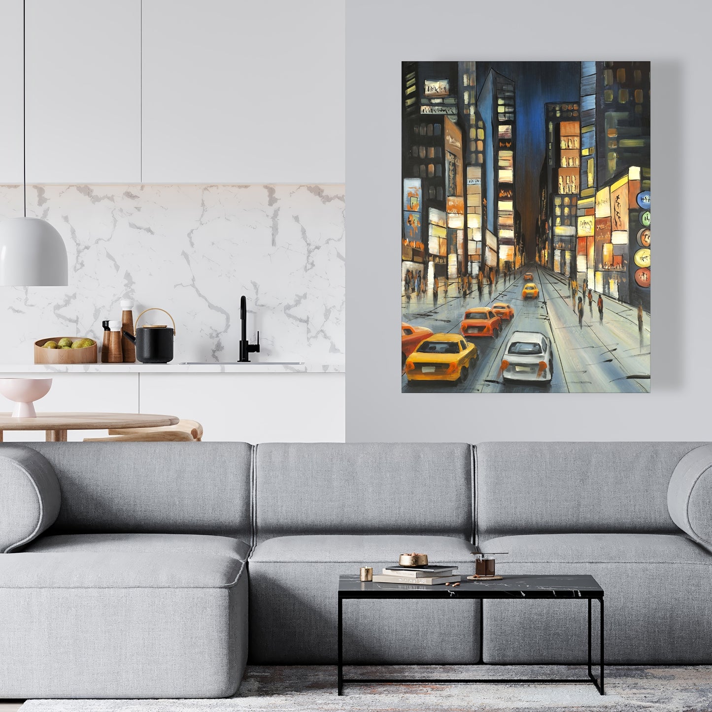 Toile bleue pour chambre à coucher - Vue sur Times Square | Décoration d'intérieur