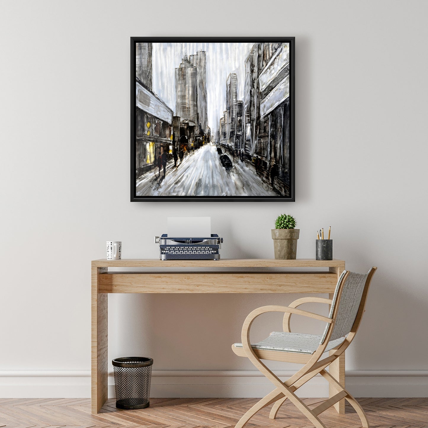 Toile « Rue grise et sombre » : décoration murale encadrée