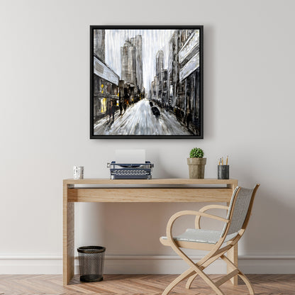 Toile « Rue grise et sombre » : décoration murale encadrée