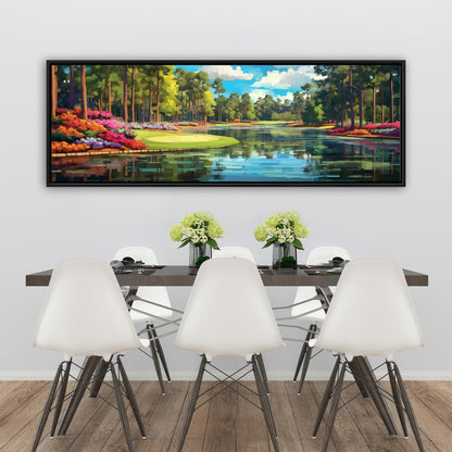 Lake Flowers Framed Canvas | Bathroom Blue Home Decor