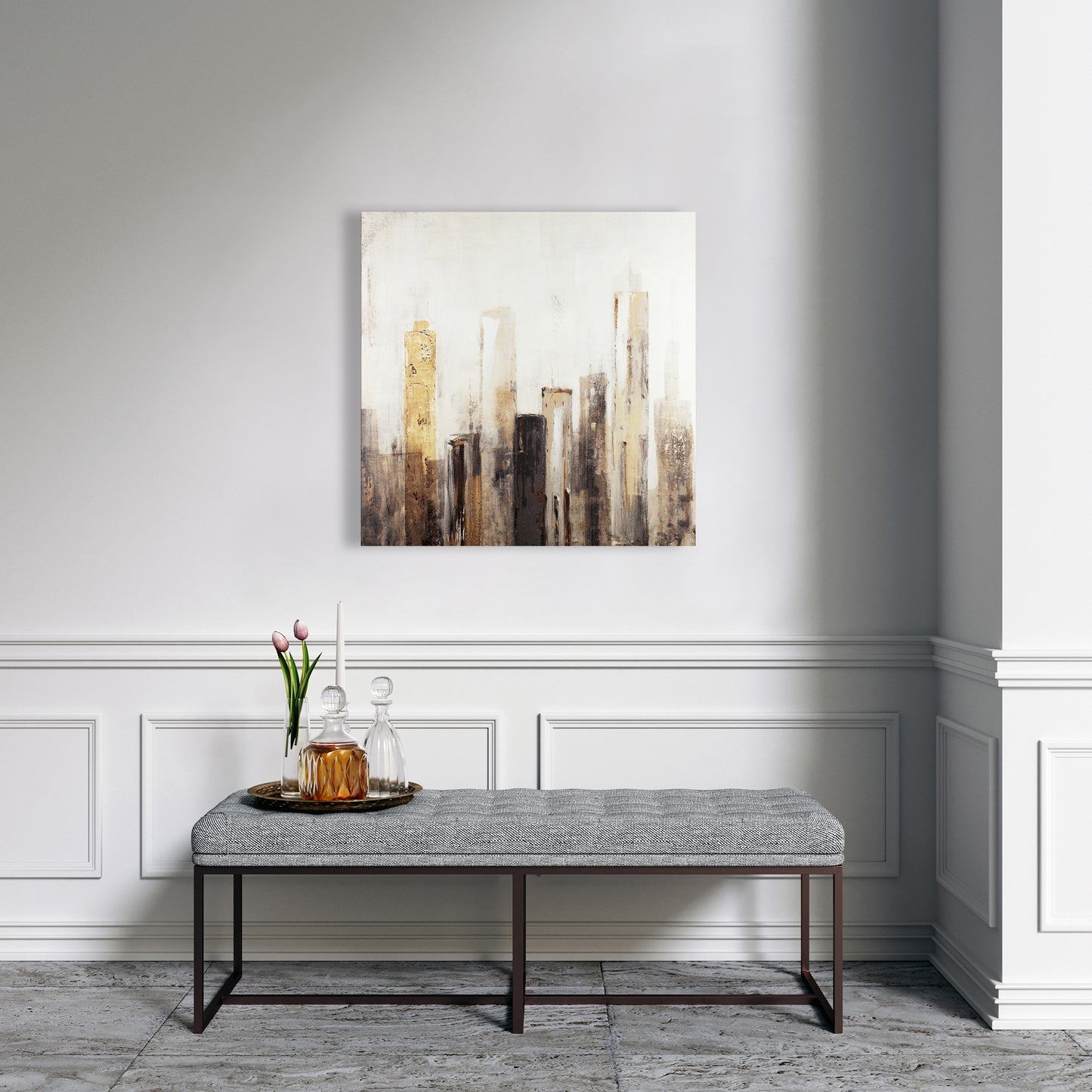Earthy Tones City Canvas | Industrial Building Wall Art Decor