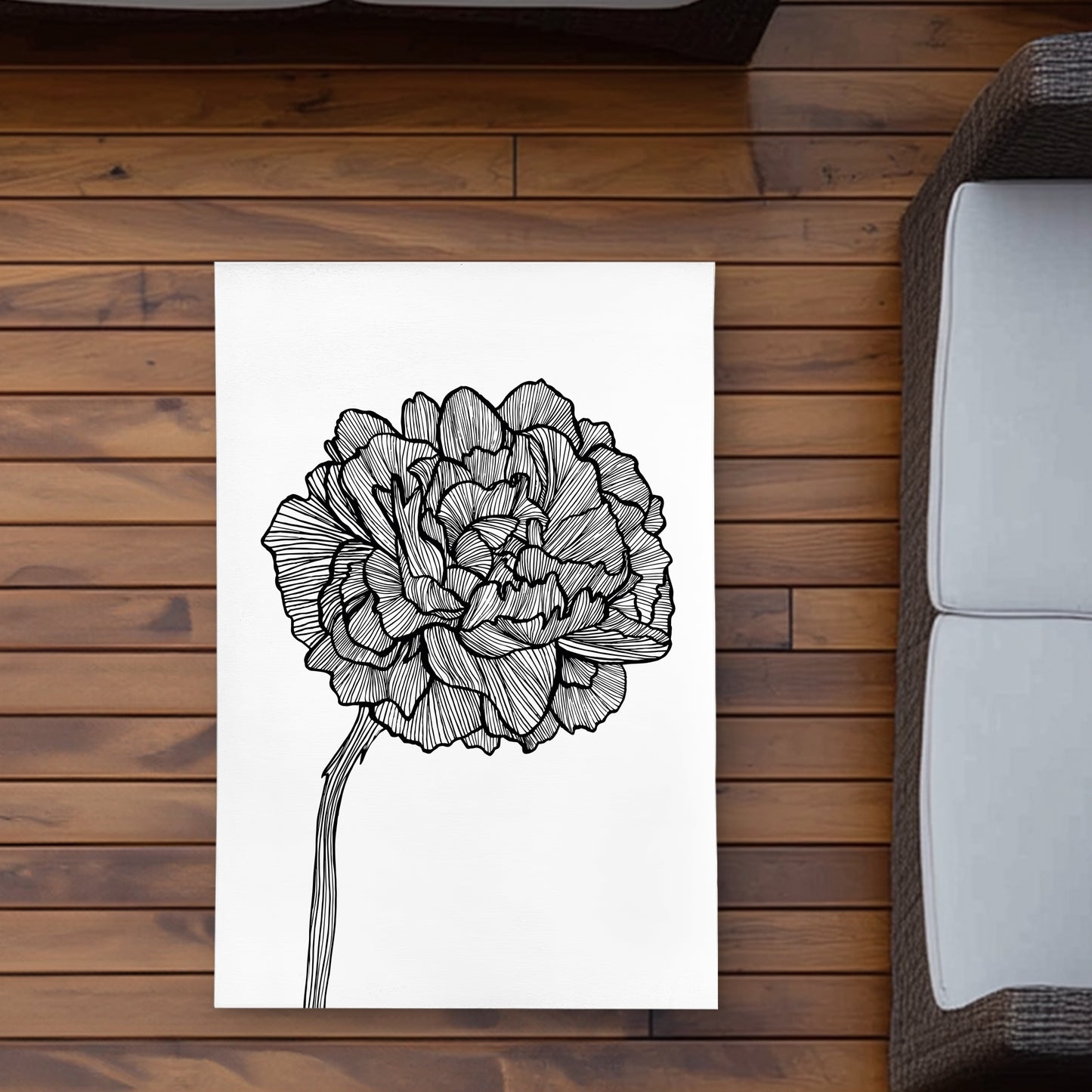 Peony Line Bedroom Minimalist Outdoor Area Rug for Home Decor