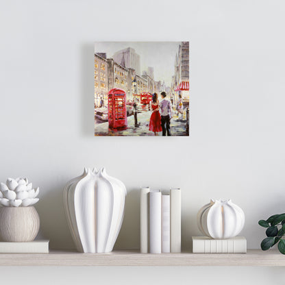 Couple marchant sur toile rouge | Décoration murale contemporaine pour chambre à coucher