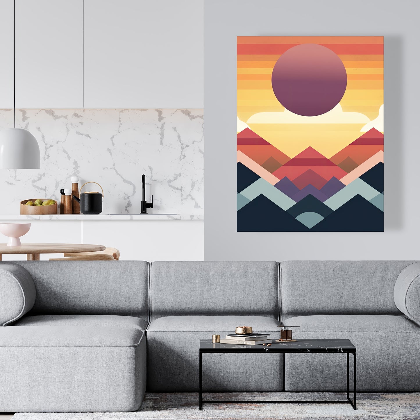 Peace Mountain White Bedroom Canvas - Tranquil Home Decor