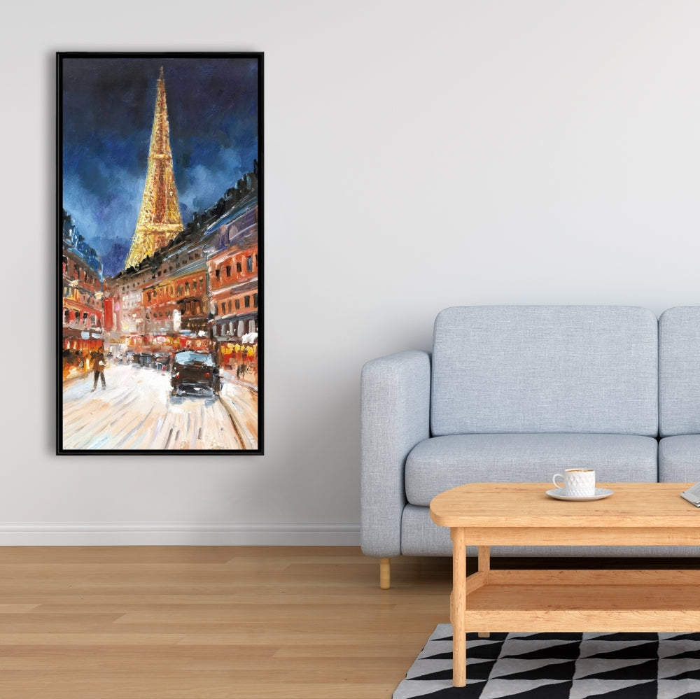 Illuminated Paris Canvas | Blue Frame | Contemporary Home Decor