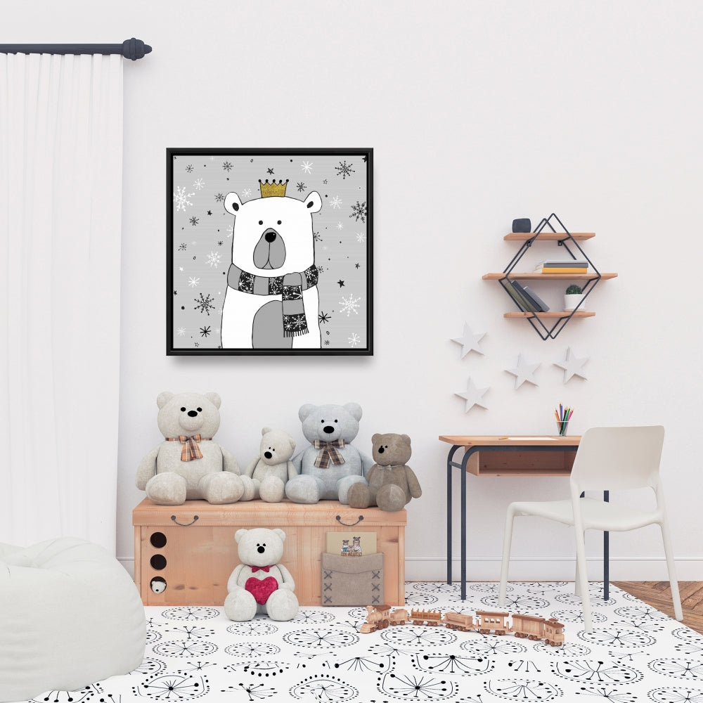 Magnifique toile encadrée grise « Ours » | Décoration murale pour salon