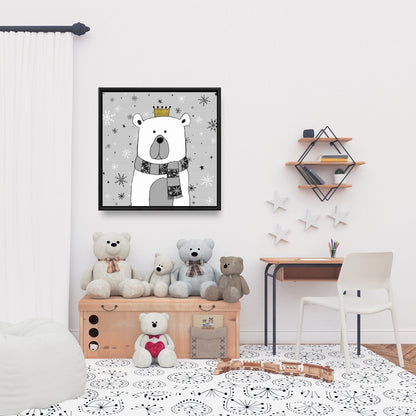 Magnifique toile encadrée grise « Ours » | Décoration murale pour salon