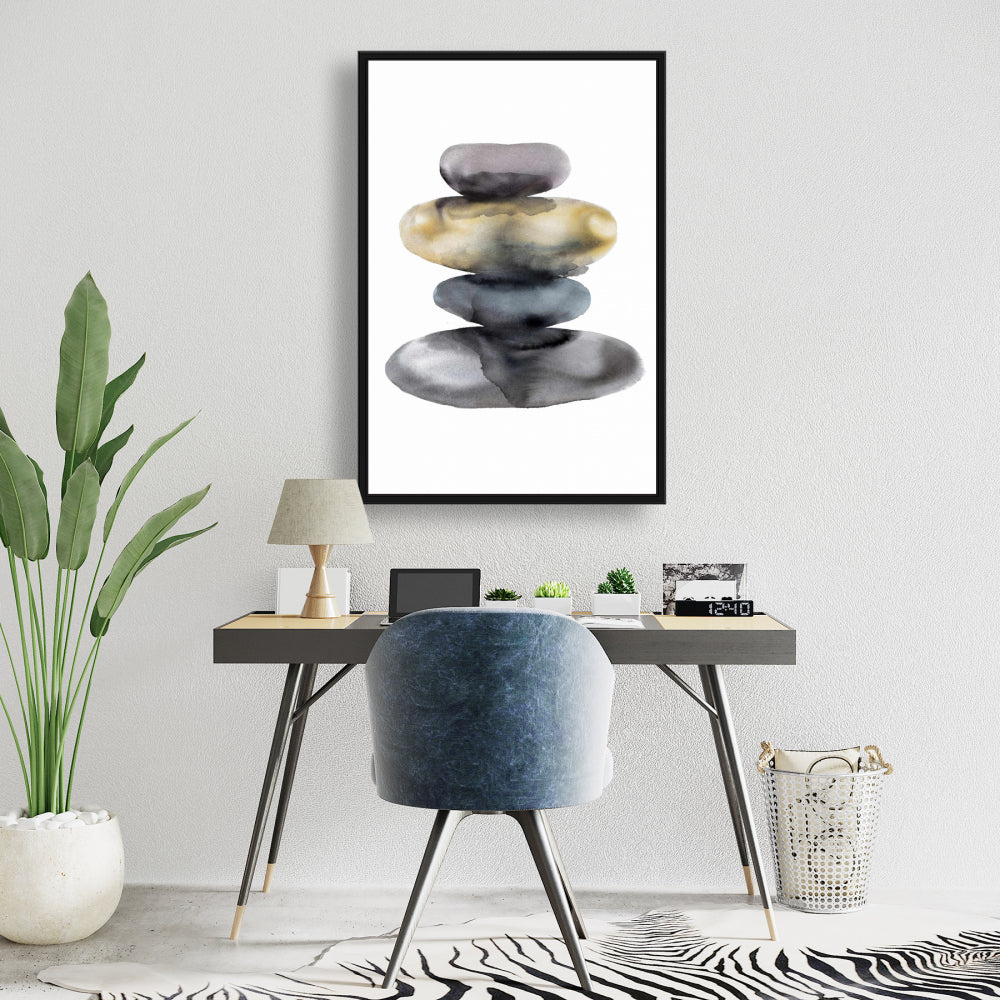 Hot Stones Framed Canvas - Still Life Bedroom Decor Art