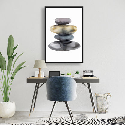 Hot Stones Framed Canvas - Still Life Bedroom Decor Art