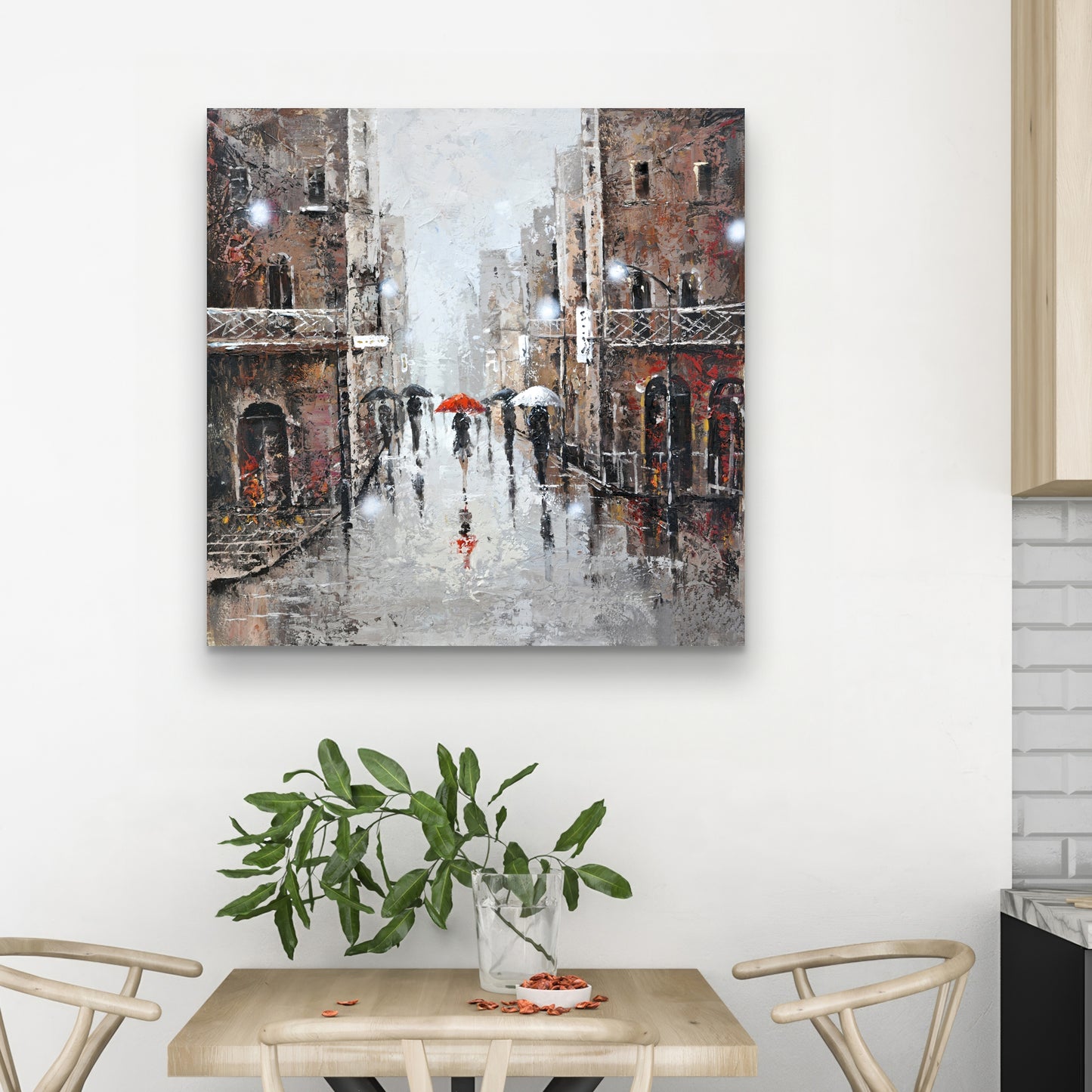 City Rain Canvas - Modern Bedroom Wall Art | Home Decor