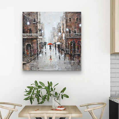 City Rain Canvas - Modern Bedroom Wall Art | Home Decor