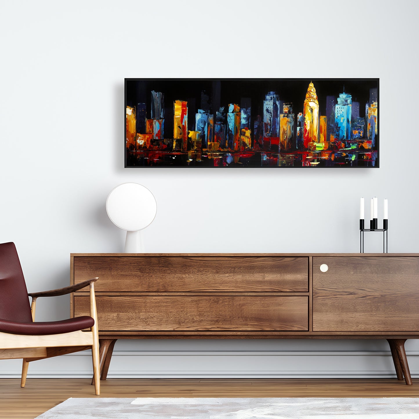 Toile abstraite colorée représentant un paysage urbain | Décoration d'intérieur moderne