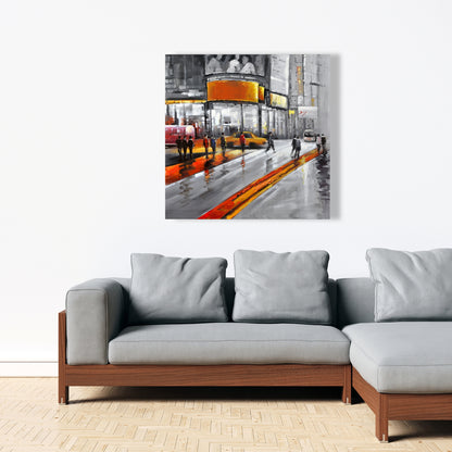 Gray Cities Canvas - Circulation in Times Square Home Decor
