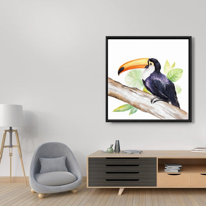 Toile exotique représentant un toucan brun | Décoration d'intérieur encadrée