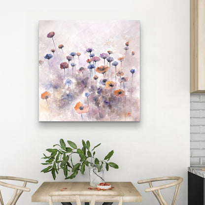 Toile « Petites fleurs sauvages » | Décoration murale violette pour chambre