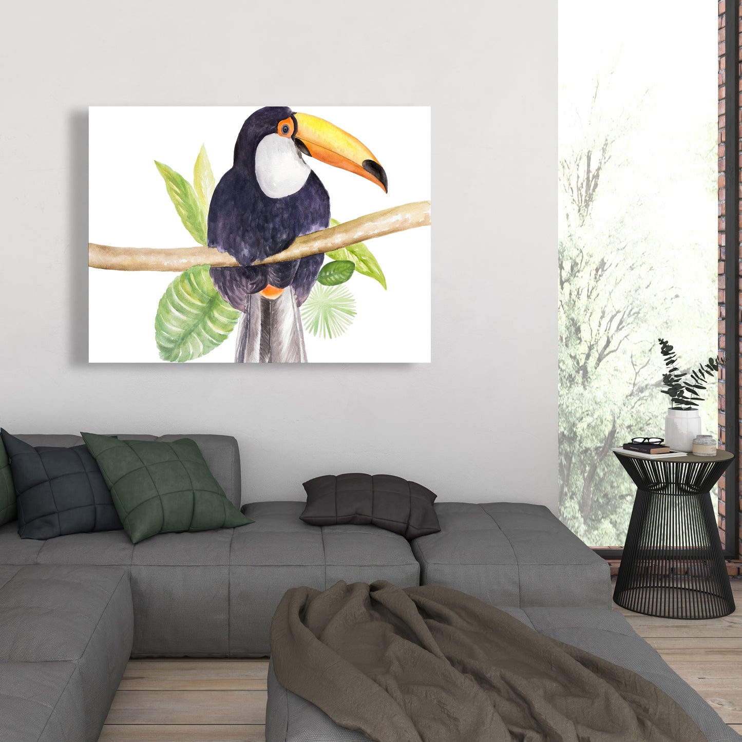 Toile Toucan exotique | Décoration botanique pour chambre à coucher