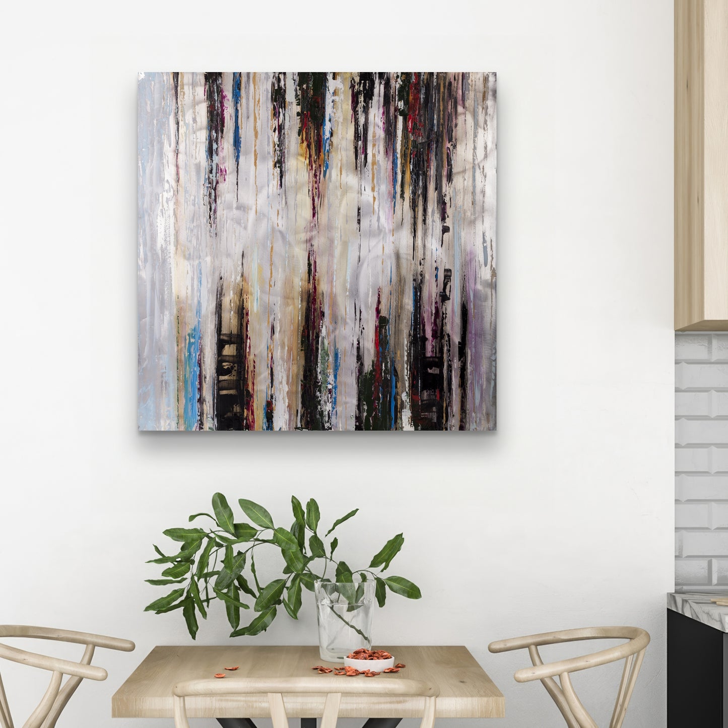 Abstract Runny Paint Canvas | Blue Shapes Modern Home Decor