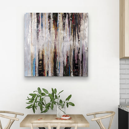 Abstract Runny Paint Canvas | Blue Shapes Modern Home Decor