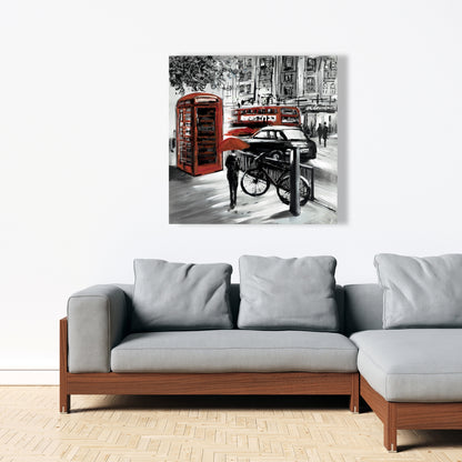 European Street Canvas - Cities Gray Contemporary Home Decor
