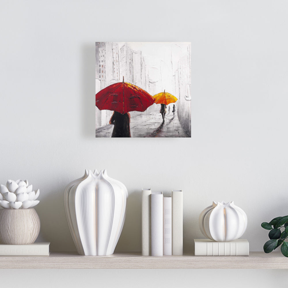 Passersby with Umbrellas Canvas | Contemporary Bedroom Art