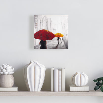 Passersby with Umbrellas Canvas | Contemporary Bedroom Art