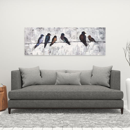 Colorful Birds on Branches Canvas | Bedroom Wall Art Decor