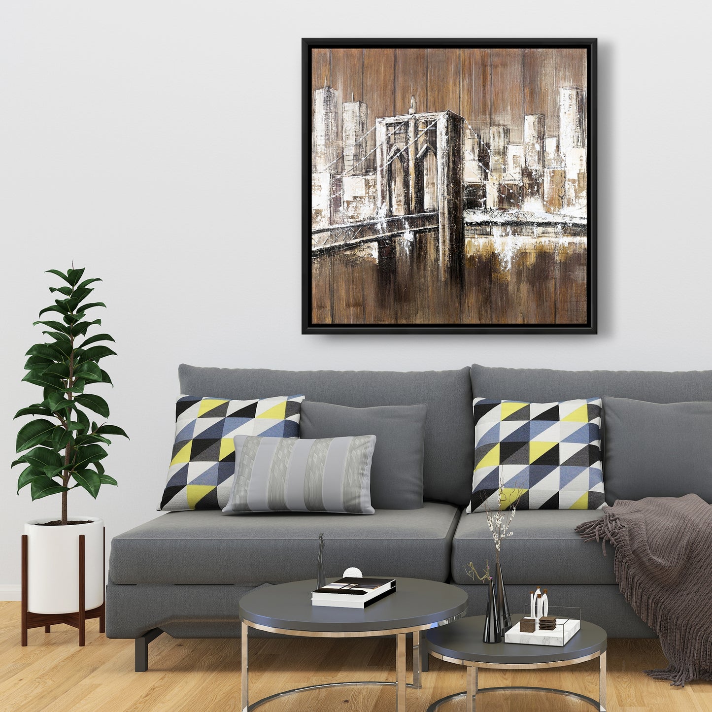 Toile Pont de Brooklyn au fini vieilli | Décoration d'intérieur industrielle