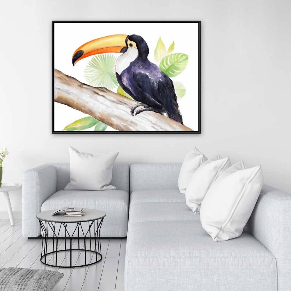 Toile exotique représentant un toucan brun | Décoration d'intérieur encadrée