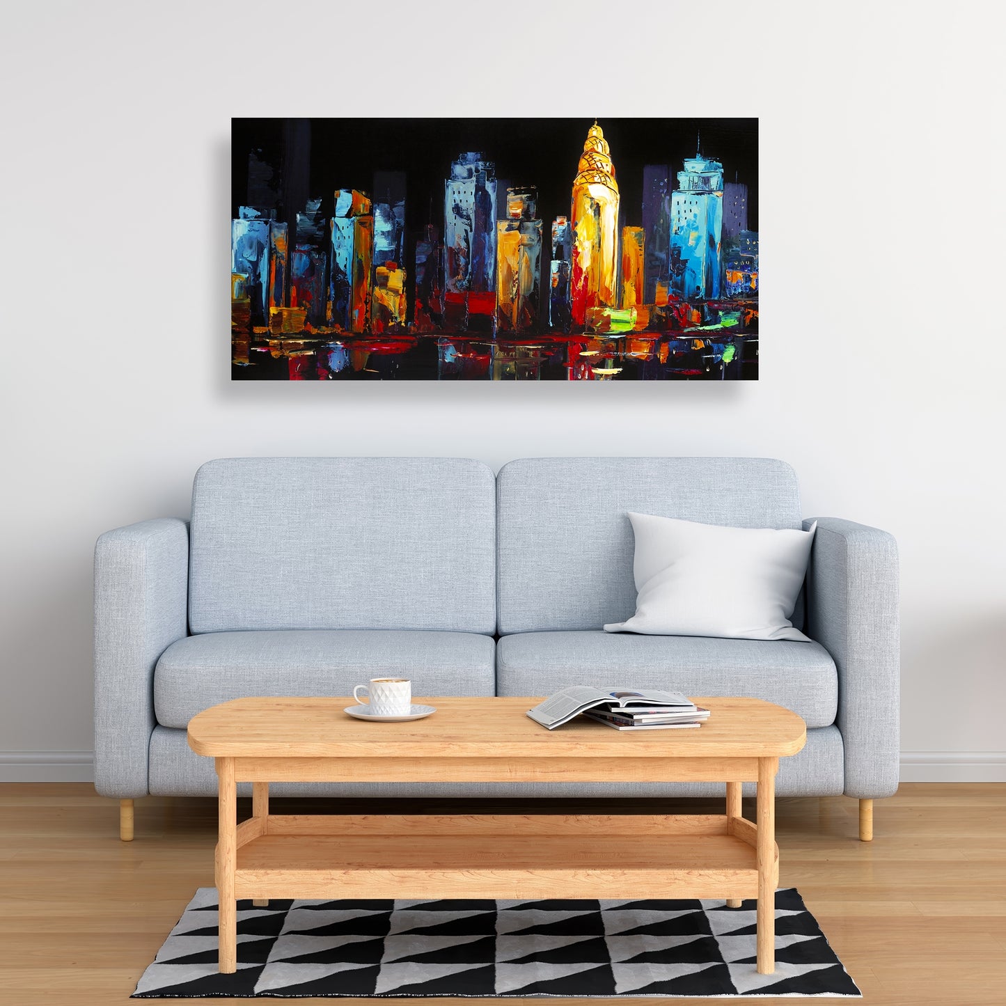 Toile de bâtiment bleu contemporain | Décor urbain coloré