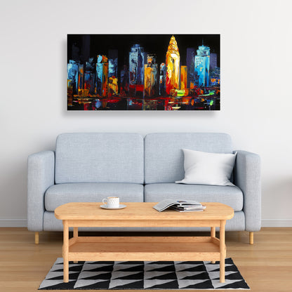 Toile de bâtiment bleu contemporain | Décor urbain coloré