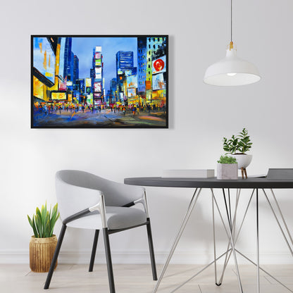 Toile Paysage urbain de Times Square | Décoration d'intérieur encadrée rétro