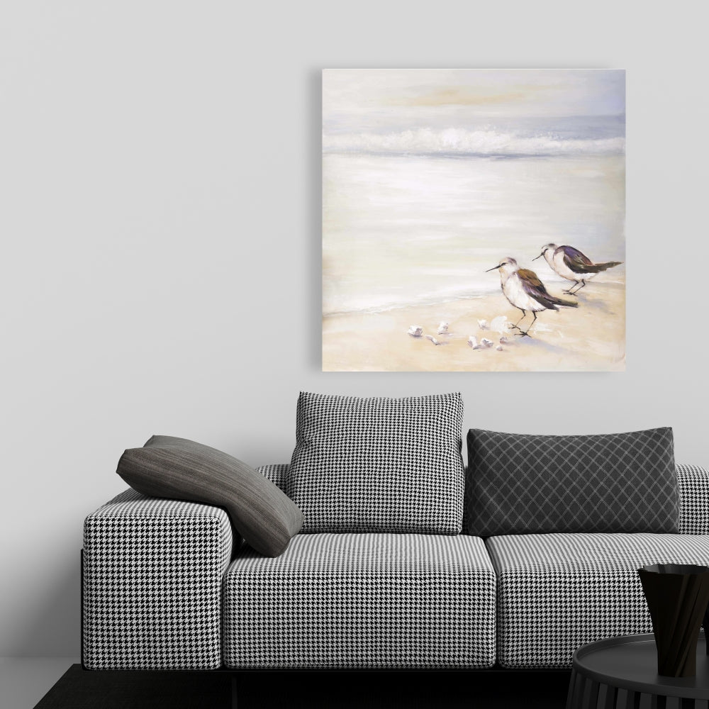 Two Sandpipers on the Beach Canvas - Bird Marine Bedroom Decor
