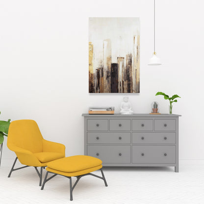 Earthy Tones City Canvas | Industrial Building Wall Art Decor