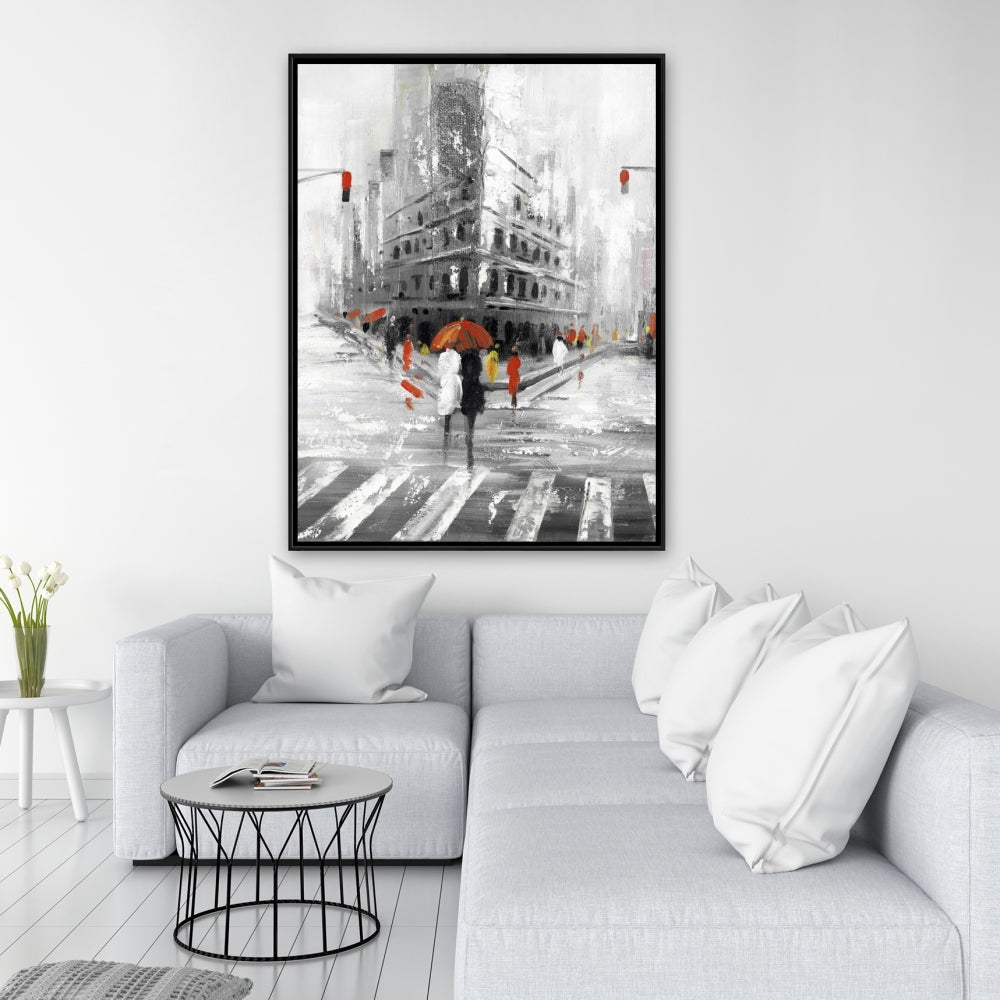 Art de chambre grise - Toile encadrée du Flatiron Building grisâtre